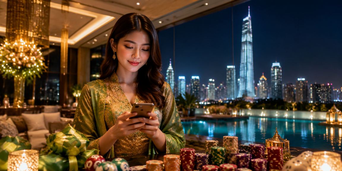 Suasana perayaan Hari Raya Kuala Lumpur dengan tema hiburan dalam talian pusy88